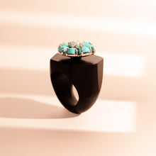 WOODEN TURQUOISE FLOWER RING