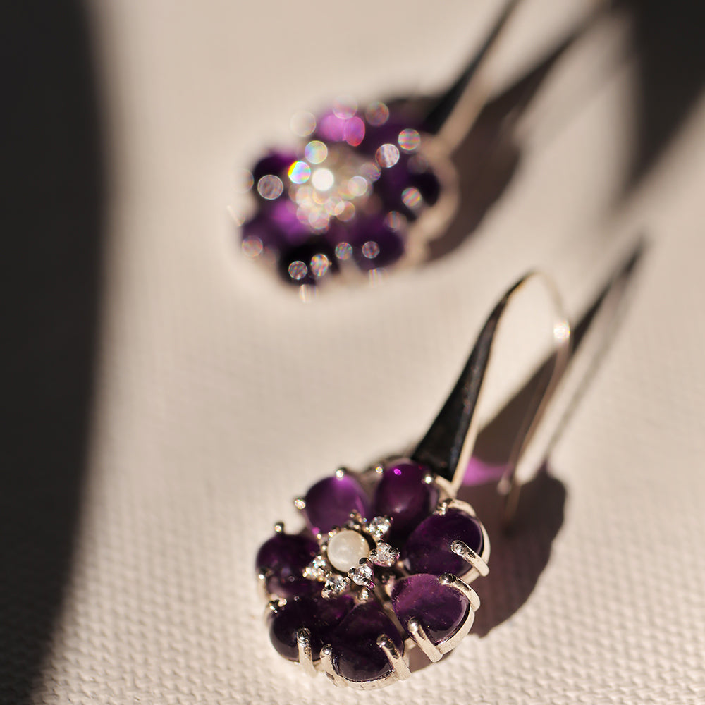 AMETHYST FLOWER EARRINGS