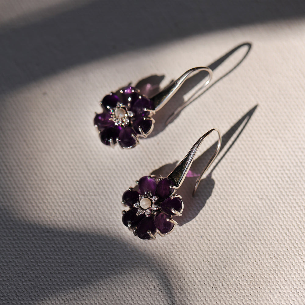 AMETHYST FLOWER EARRINGS
