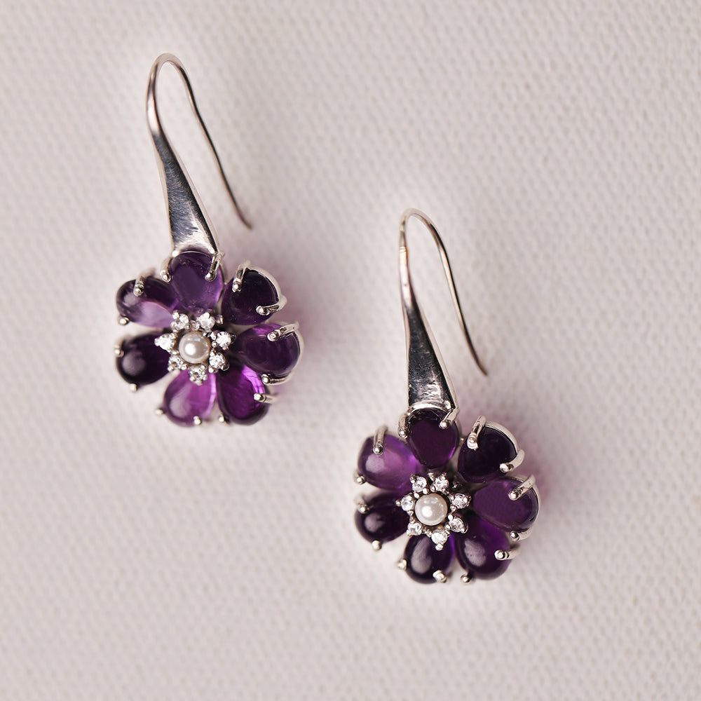 AMETHYST FLOWER EARRINGS