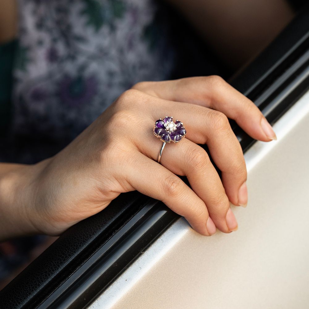 AMETHYST FLOWER RING