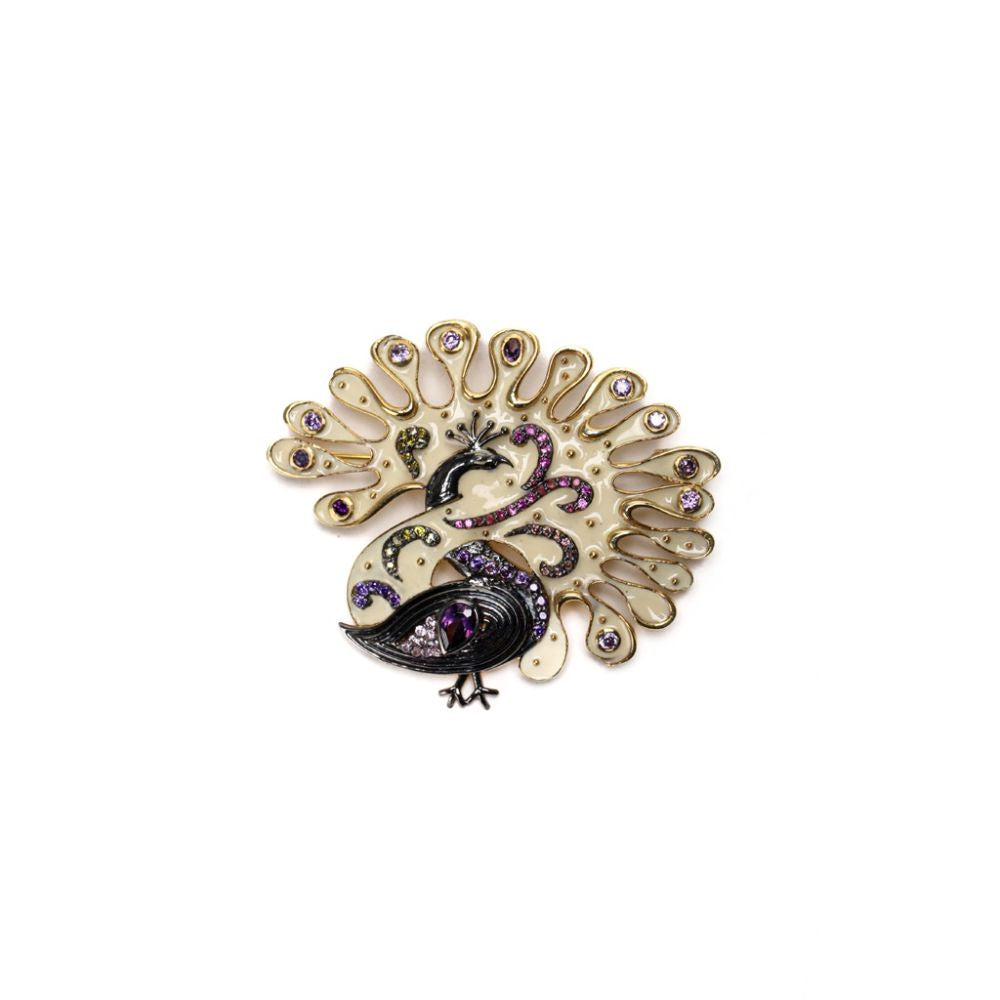 ECSTATIC PEACOCK DANCE BROOCH