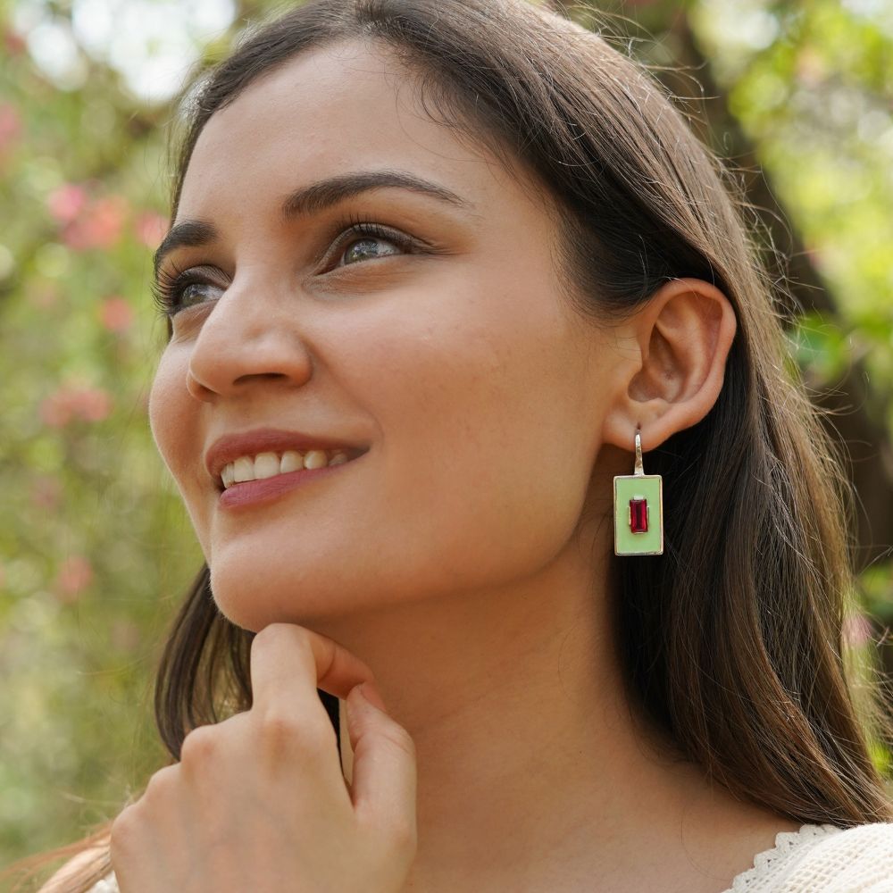 SLAB EARRINGS GREEN