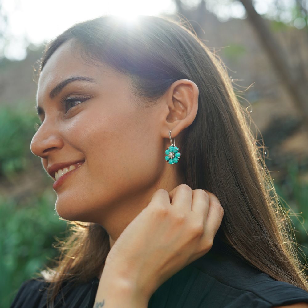 TURQUOISE FLOWER EARRINGS