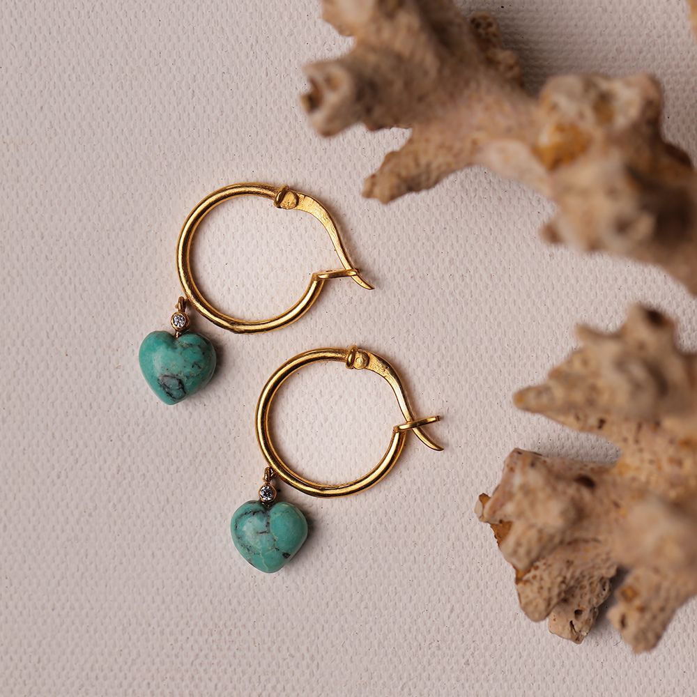 HEART BALI IN GOLD TURQUOISE