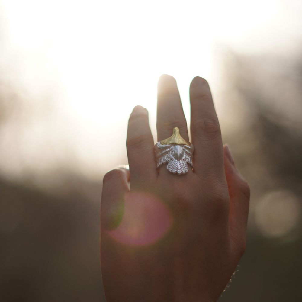 TWO TONE EAGLE RING