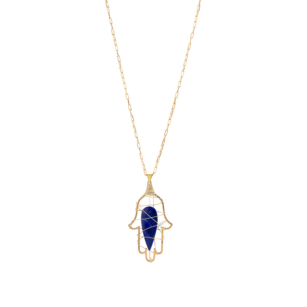 HAMSA PENDANT NECKLACE IN BLUE