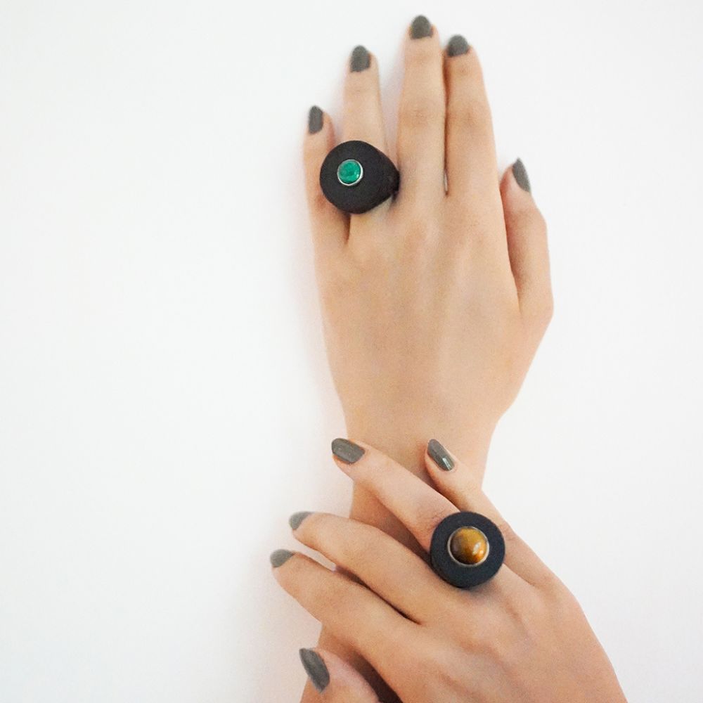 WOODEN TIGER'S EYE RING