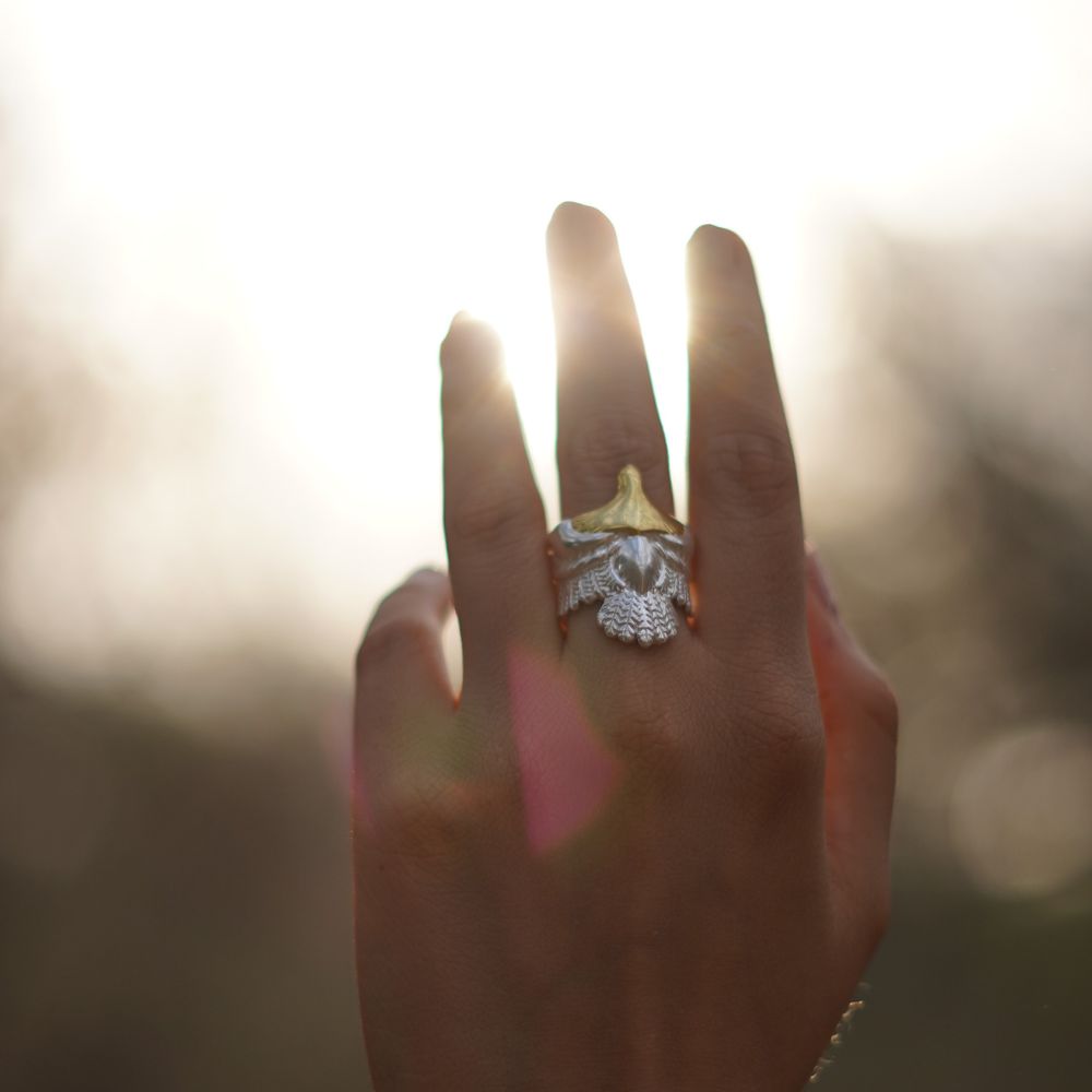 TWO TONE EAGLE RING