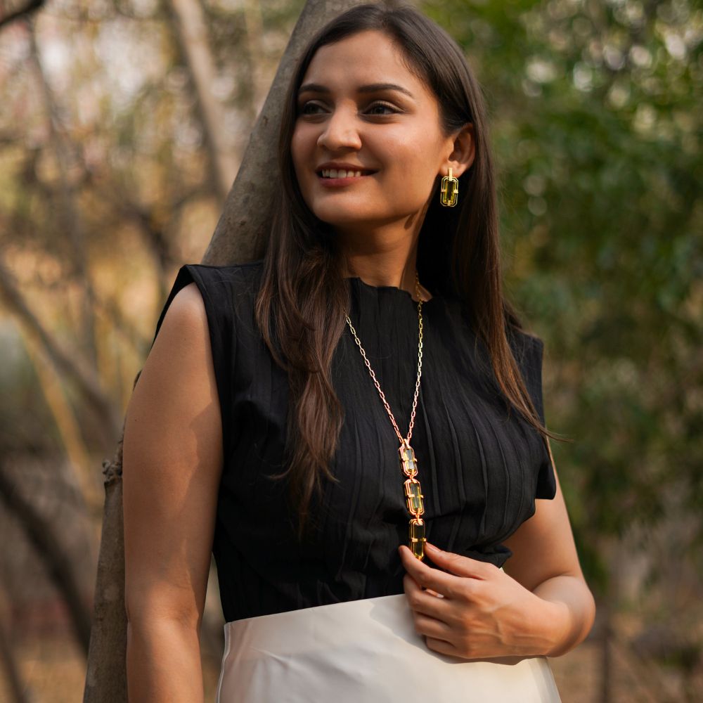 LEMON QUARTZ BAGUETTE NECKLACE