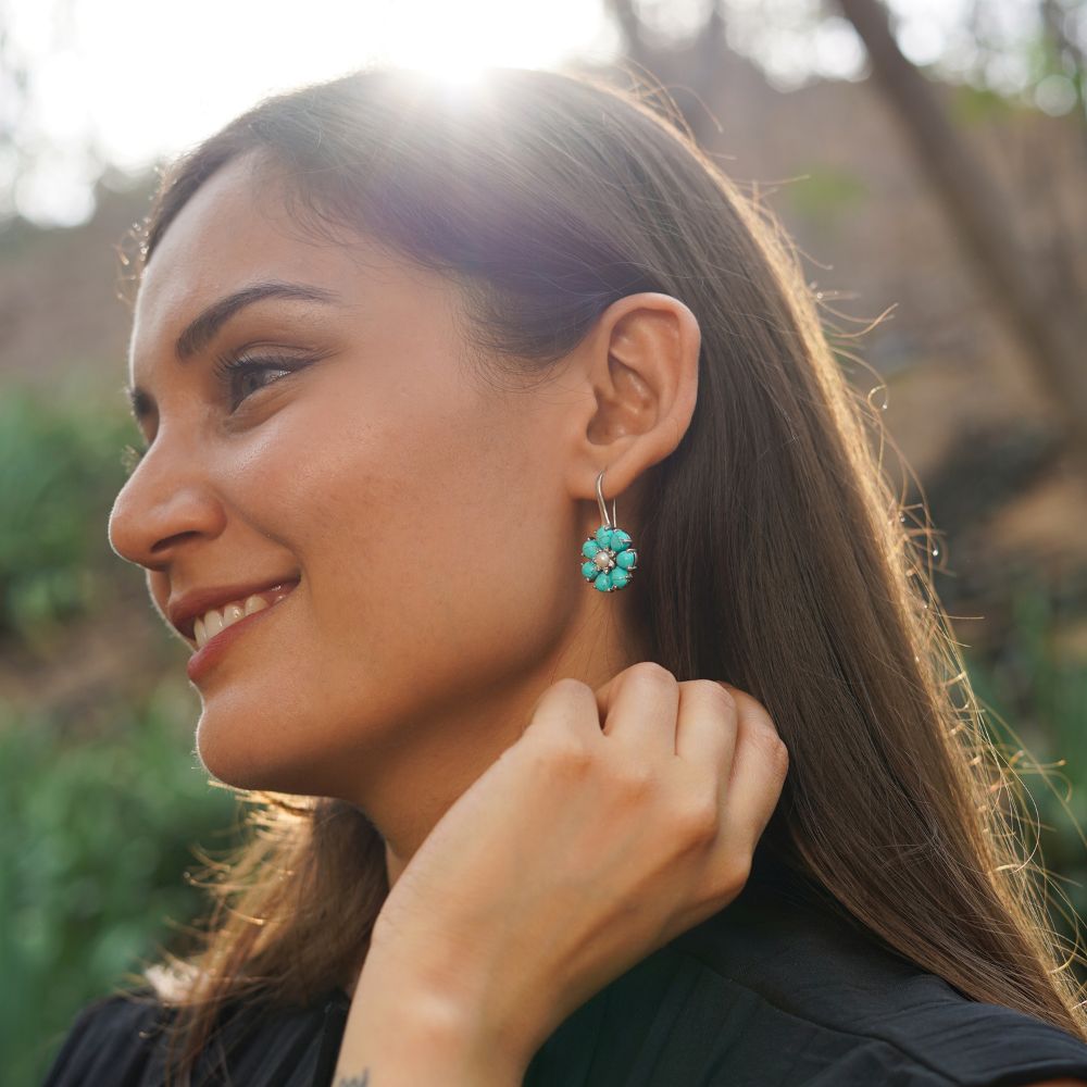 TURQUOISE FLOWER EARRINGS