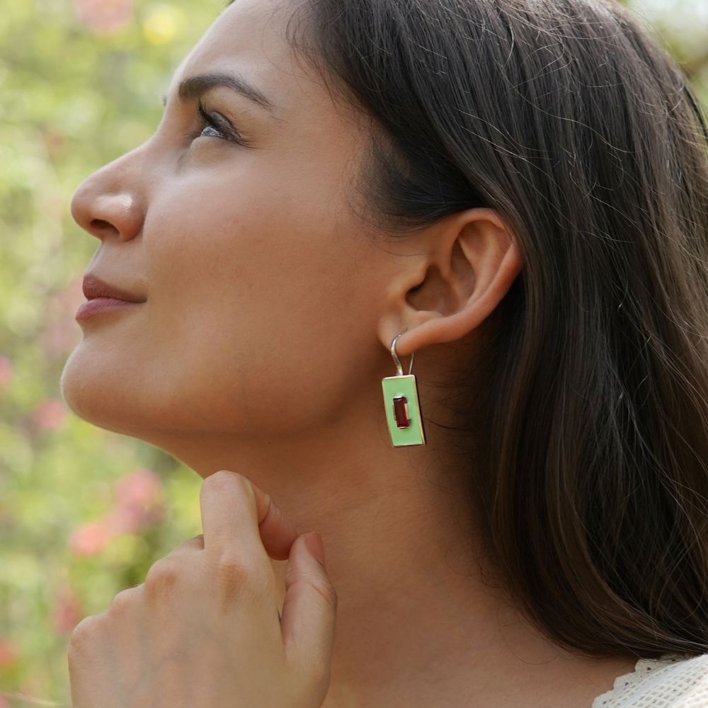 SLAB EARRINGS GREEN