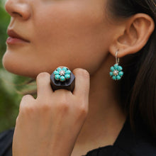 WOODEN TURQUOISE FLOWER RING
