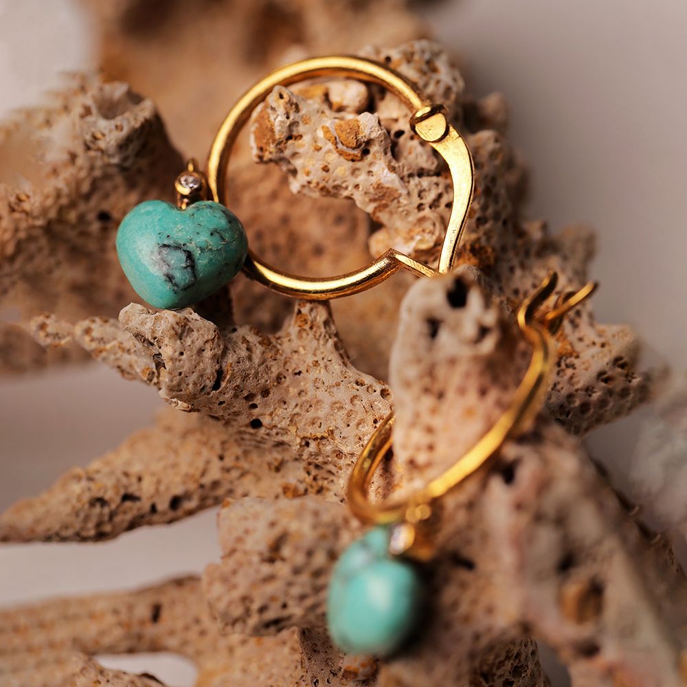 HEART BALI IN GOLD TURQUOISE