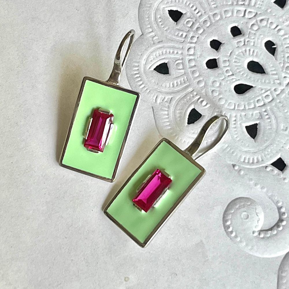 SLAB EARRINGS GREEN