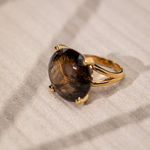 SMOKY QUARTZ ROUND GEO RING