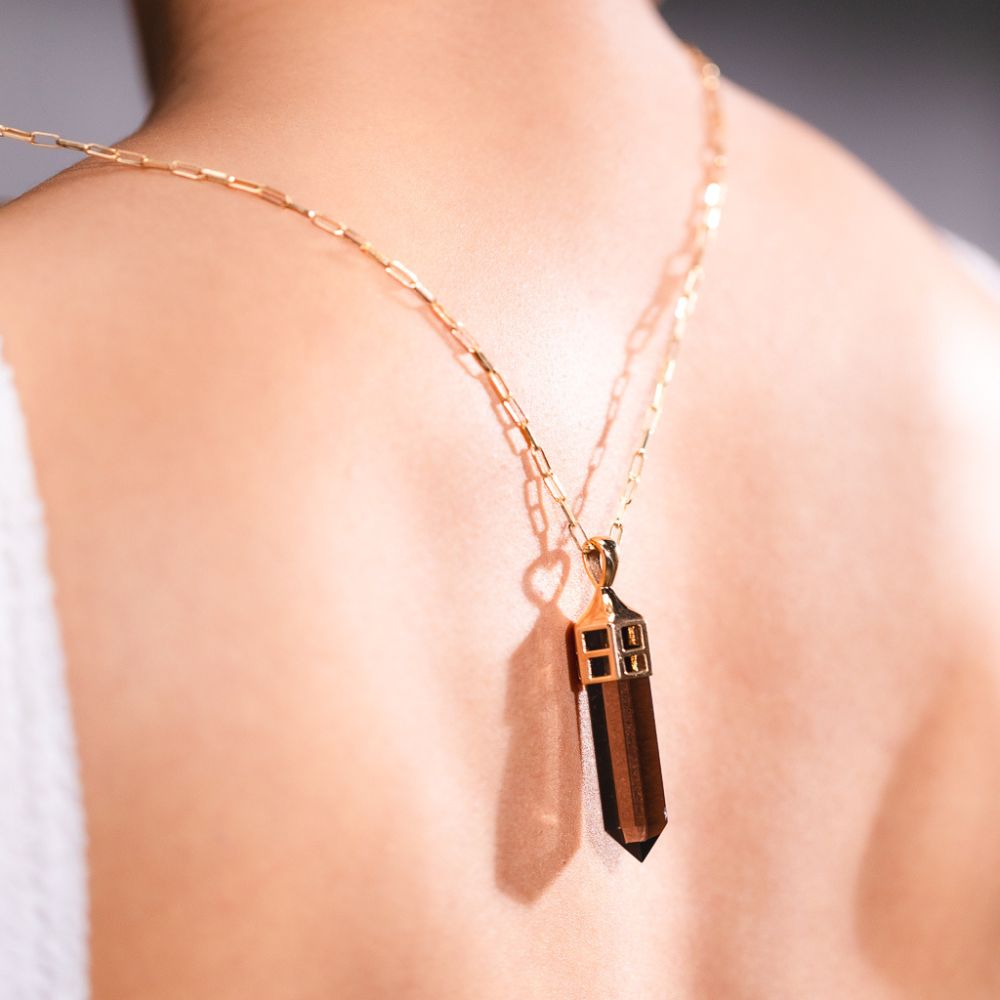 SMOKY QUARTZ PENCIL LARIAT