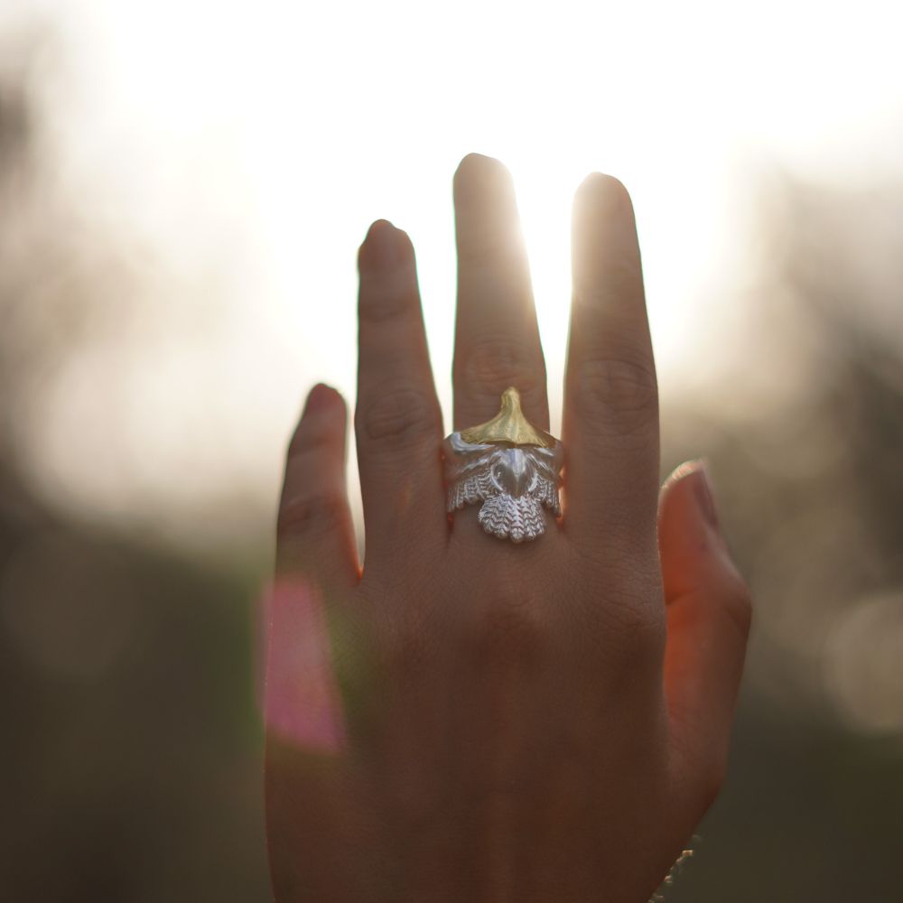 TWO TONE EAGLE RING