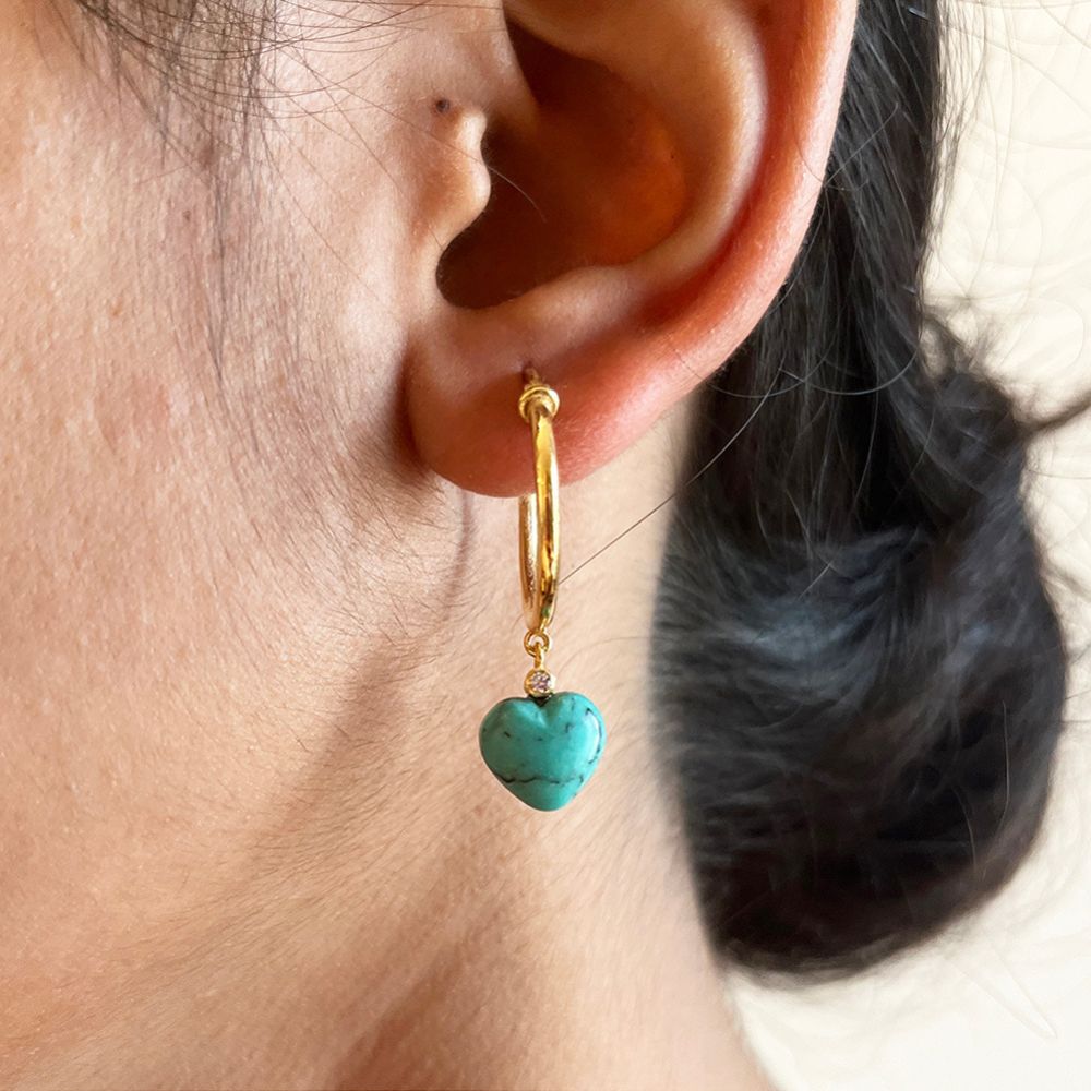 HEART BALI IN GOLD TURQUOISE