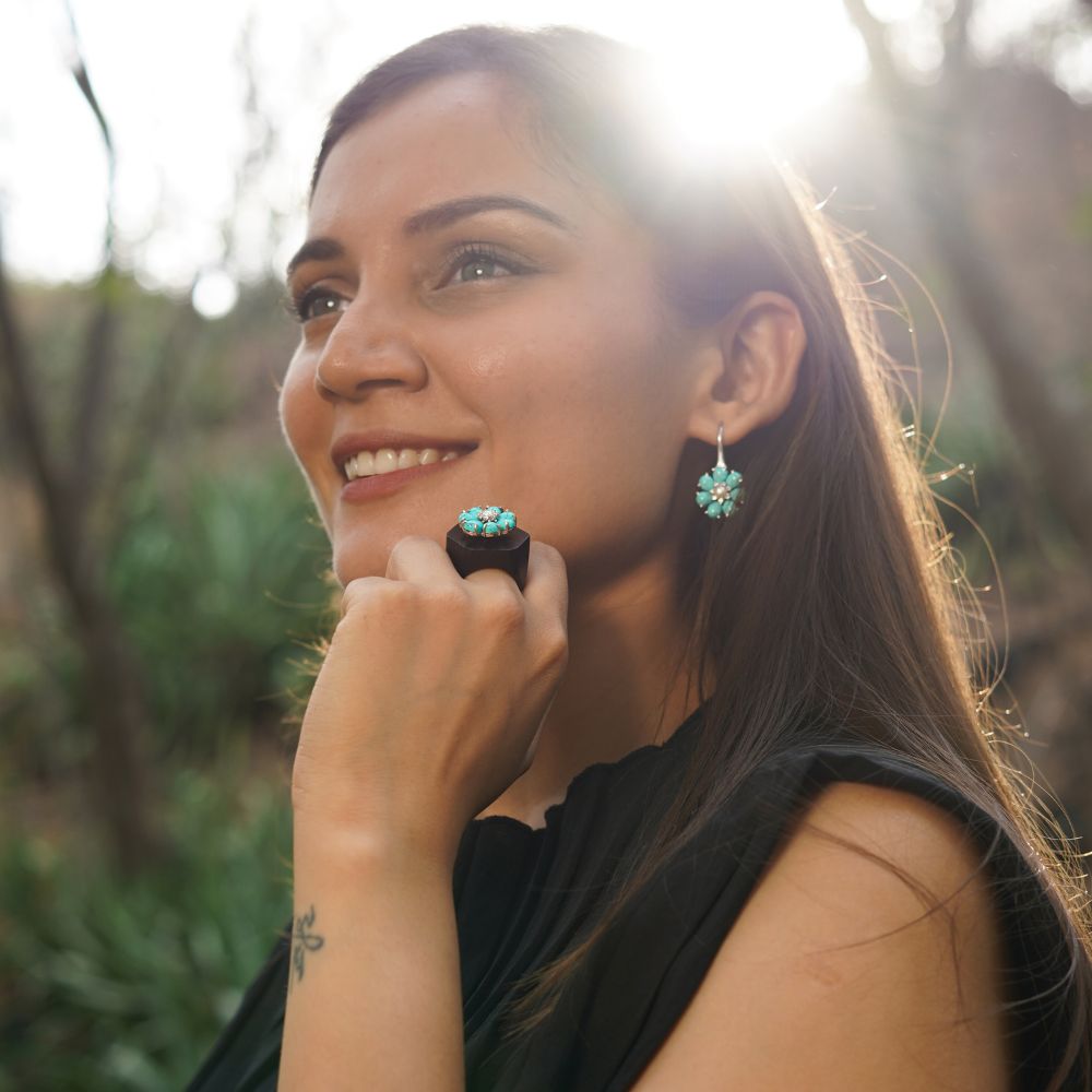 TURQUOISE FLOWER EARRINGS