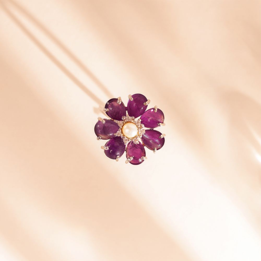AMETHYST FLOWER RING