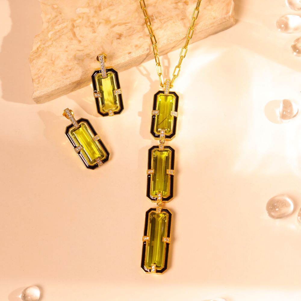 LEMON QUARTZ BAGUETTE EARRINGS