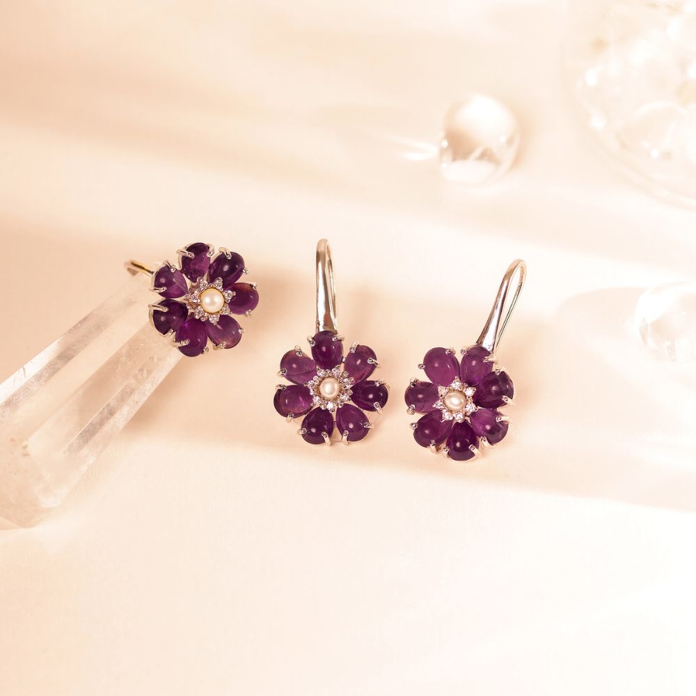 AMETHYST FLOWER EARRINGS