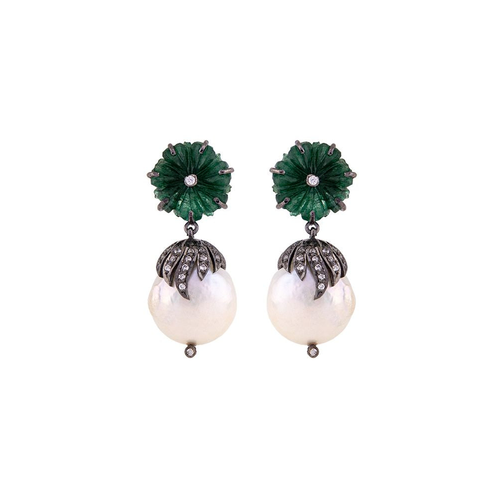 FLOWER AND PEARL DROP EARRING
