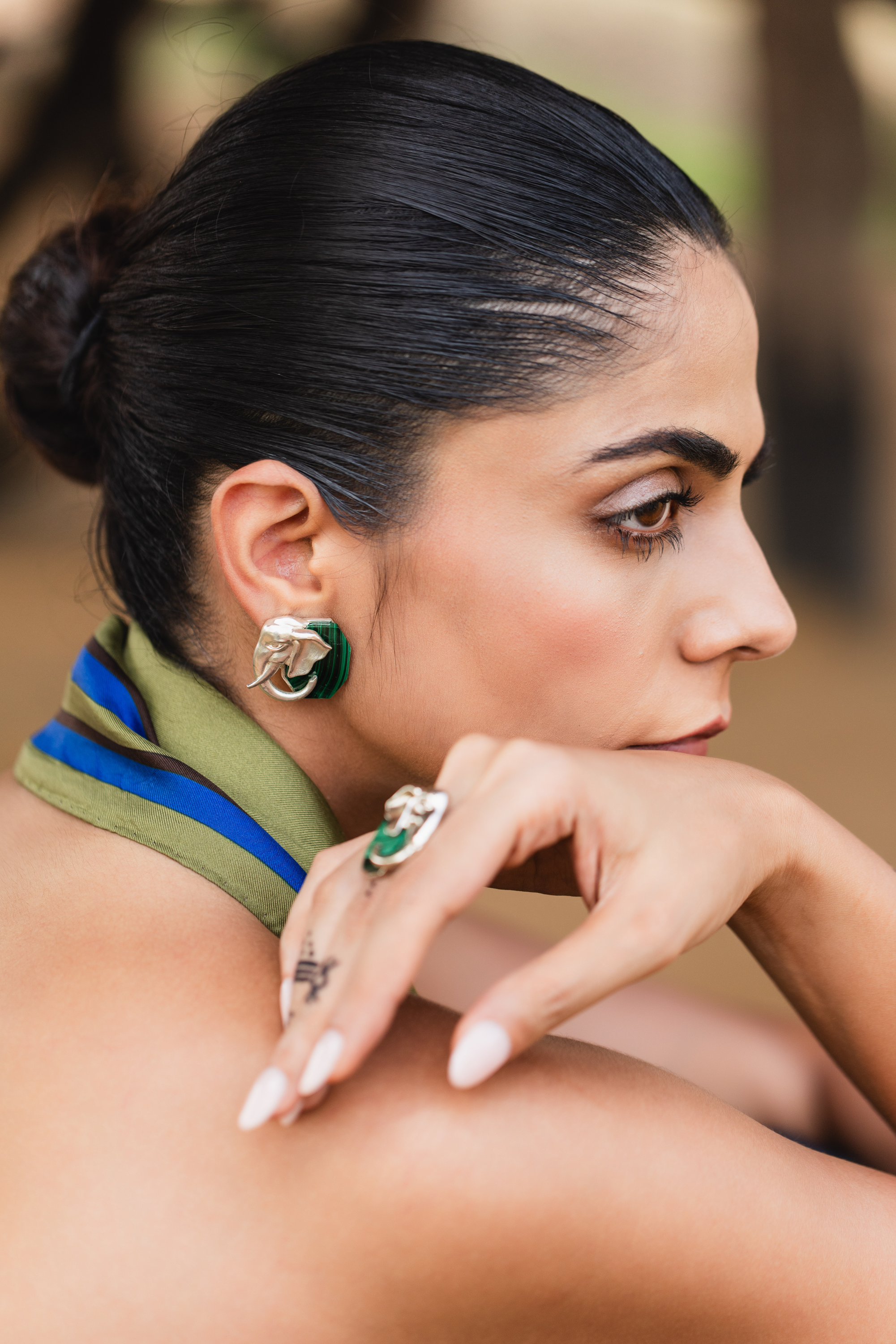 ELE MALACHITE STUDS