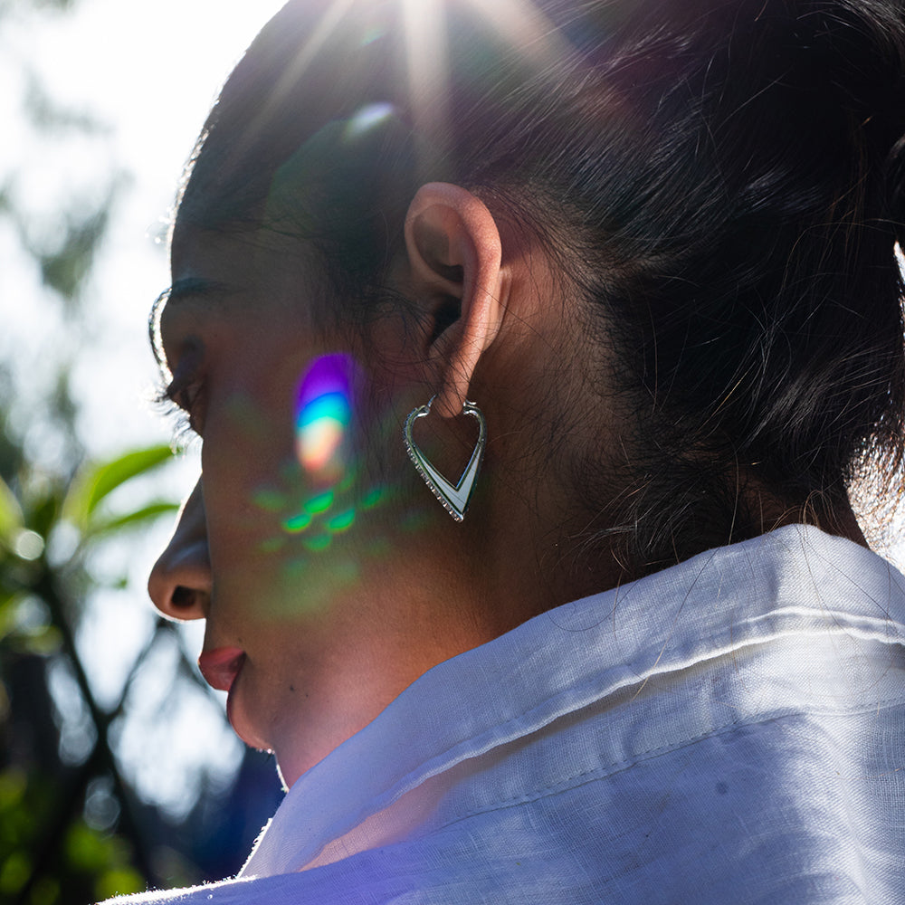 ONE LOVE EARRINGS | Navy & White Enamel