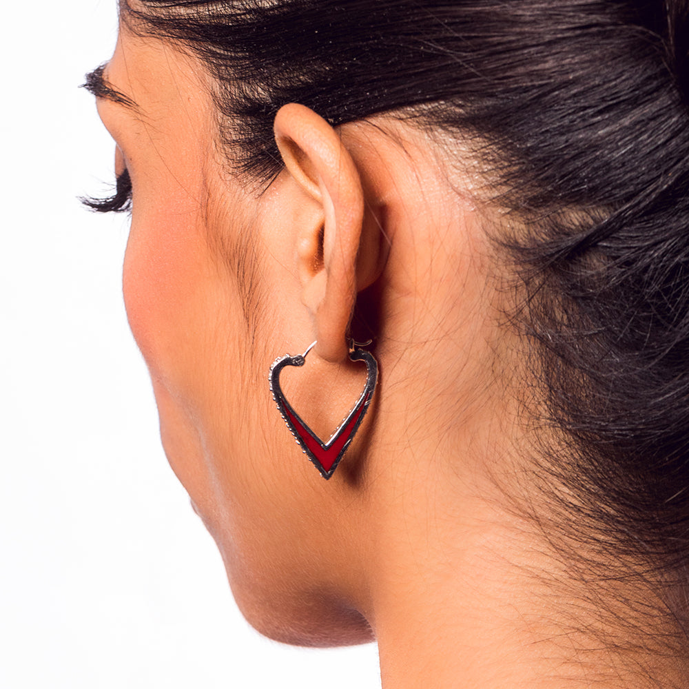 ONE LOVE EARRINGS | Red & White Enamel