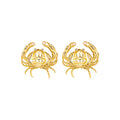 CRAB EARRINGS Gold in white solid background
