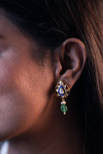BLUE ENAMEL POLKI EARRINGS