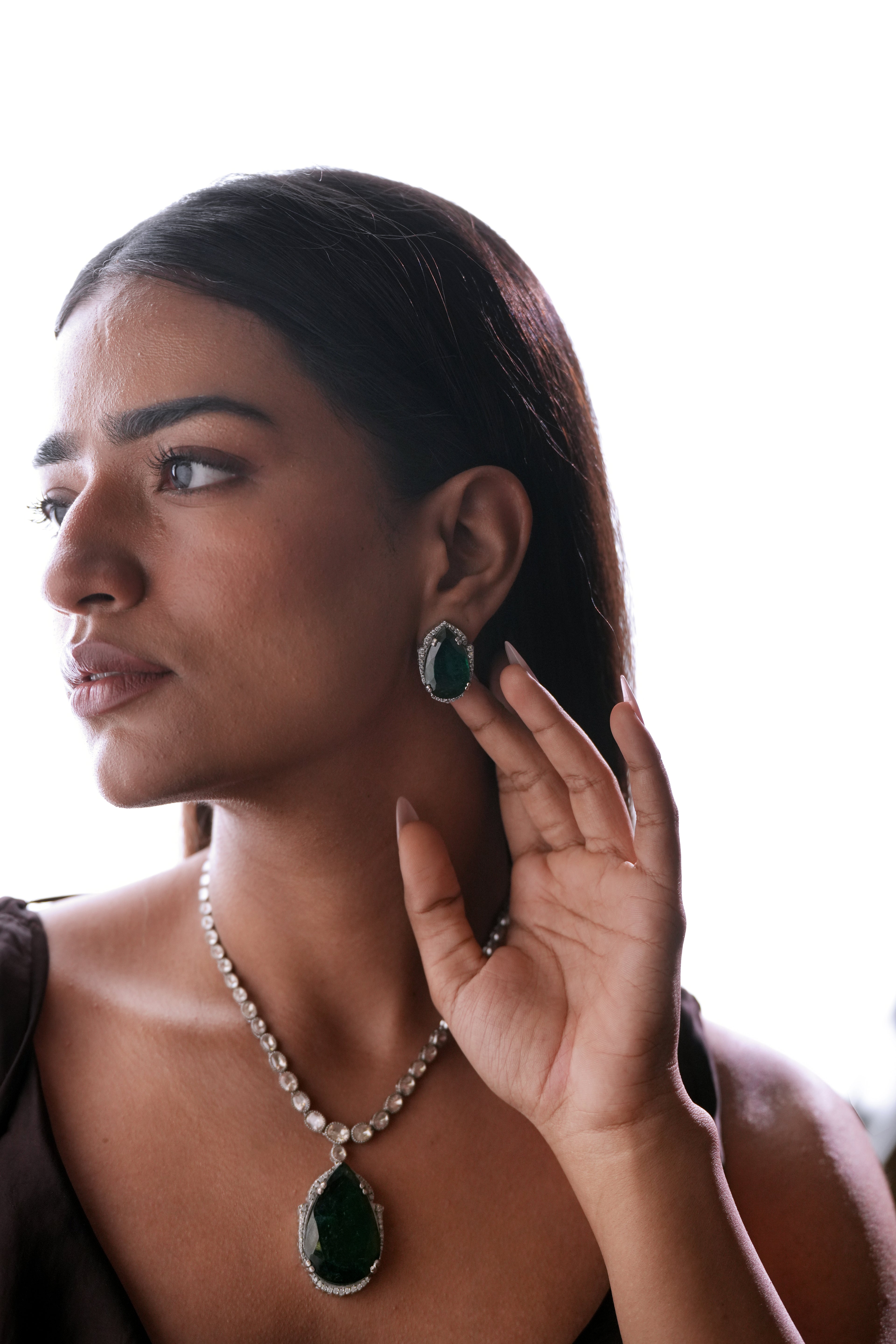 EMERALD PEAR STUDS