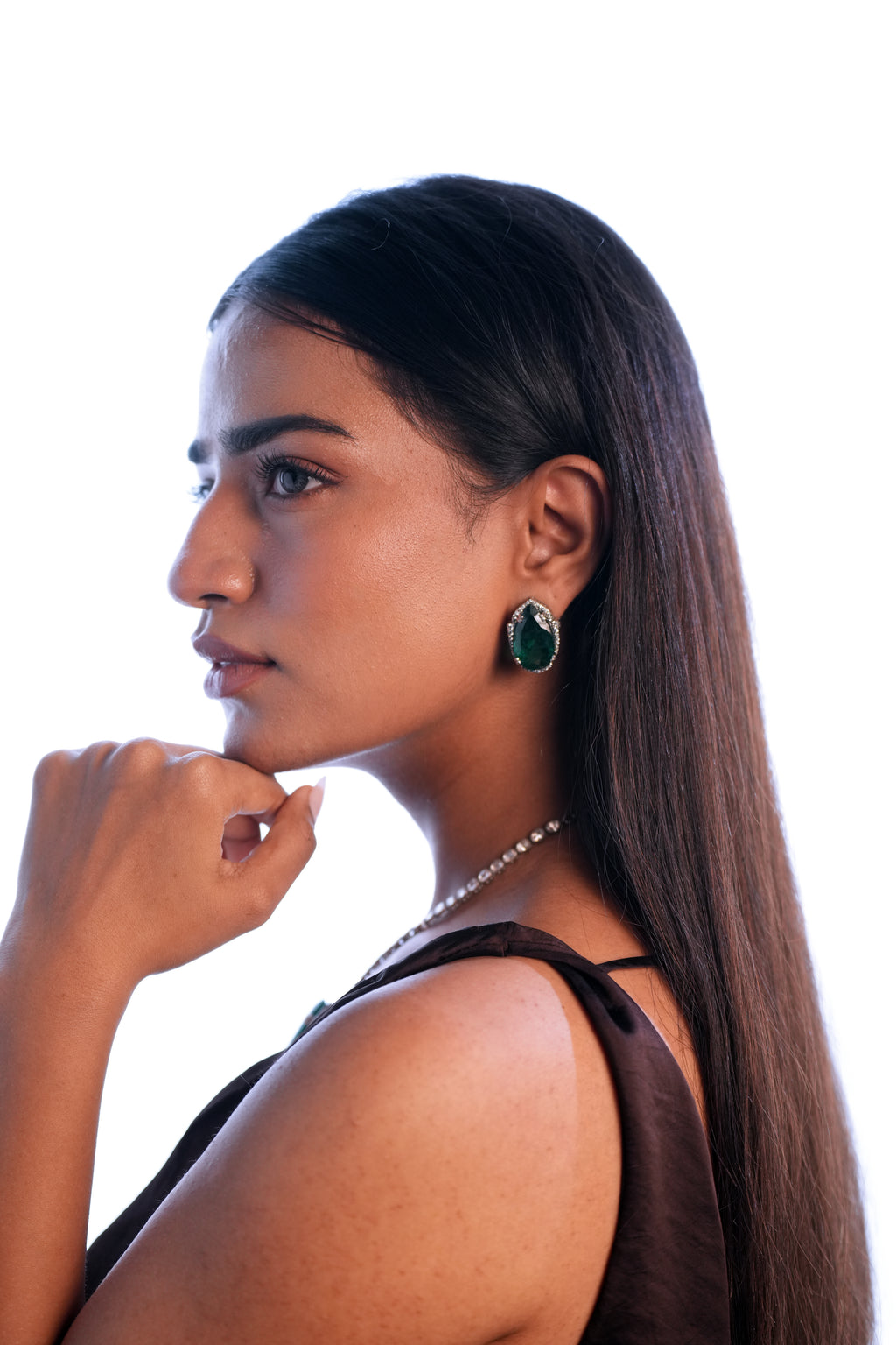 EMERALD & POLKI DROP NECKLACE SET