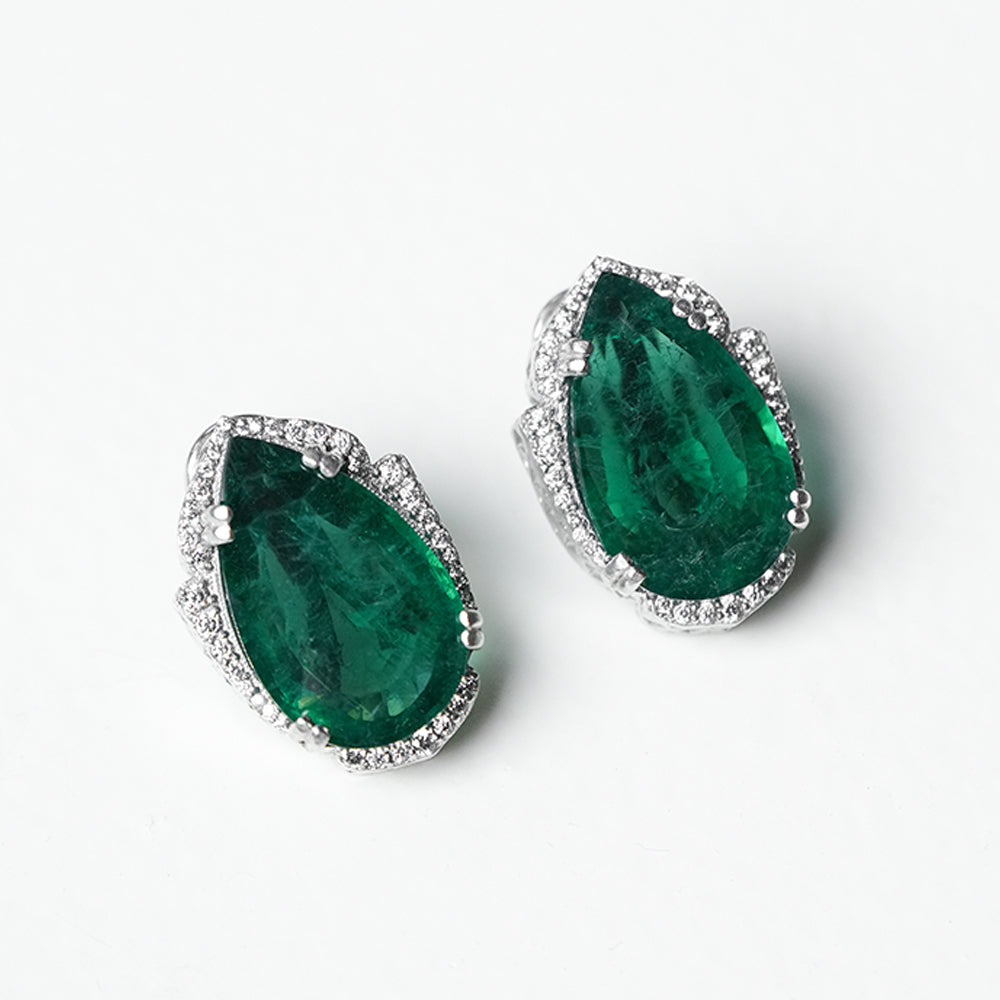EMERALD PEAR STUDS