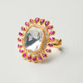 OCTAGON POLKI AND RUBY RING