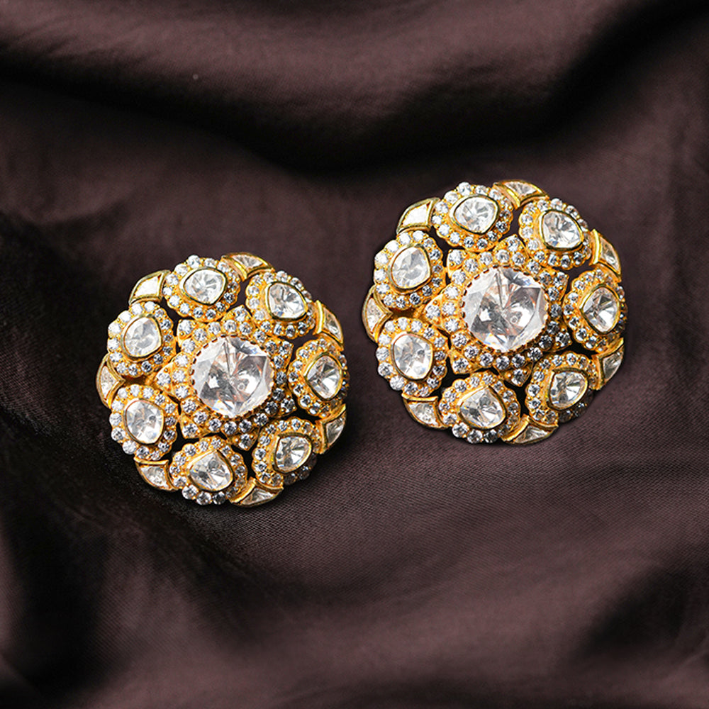 ROUND POLKI EAR STUDS