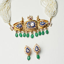 BLUE ENAMEL POLKI EARRINGS