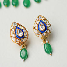 BLUE ENAMEL POLKI EARRINGS