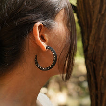 WOODEN HOOPS WITH SILVER DOTS