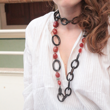 WOODEN LINKS CARNELIAN NECKLACE