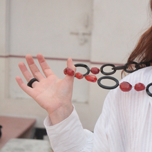 WOODEN LINKS CARNELIAN NECKLACE