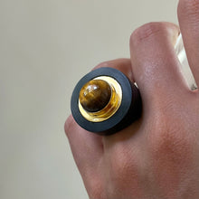 WOODEN TIGER'S EYE RING