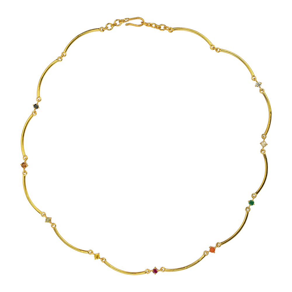 ARC NECKLACE WITH NAVRATNA