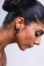 LION REVERSE HOOPS W/ BLACK ENAMEL