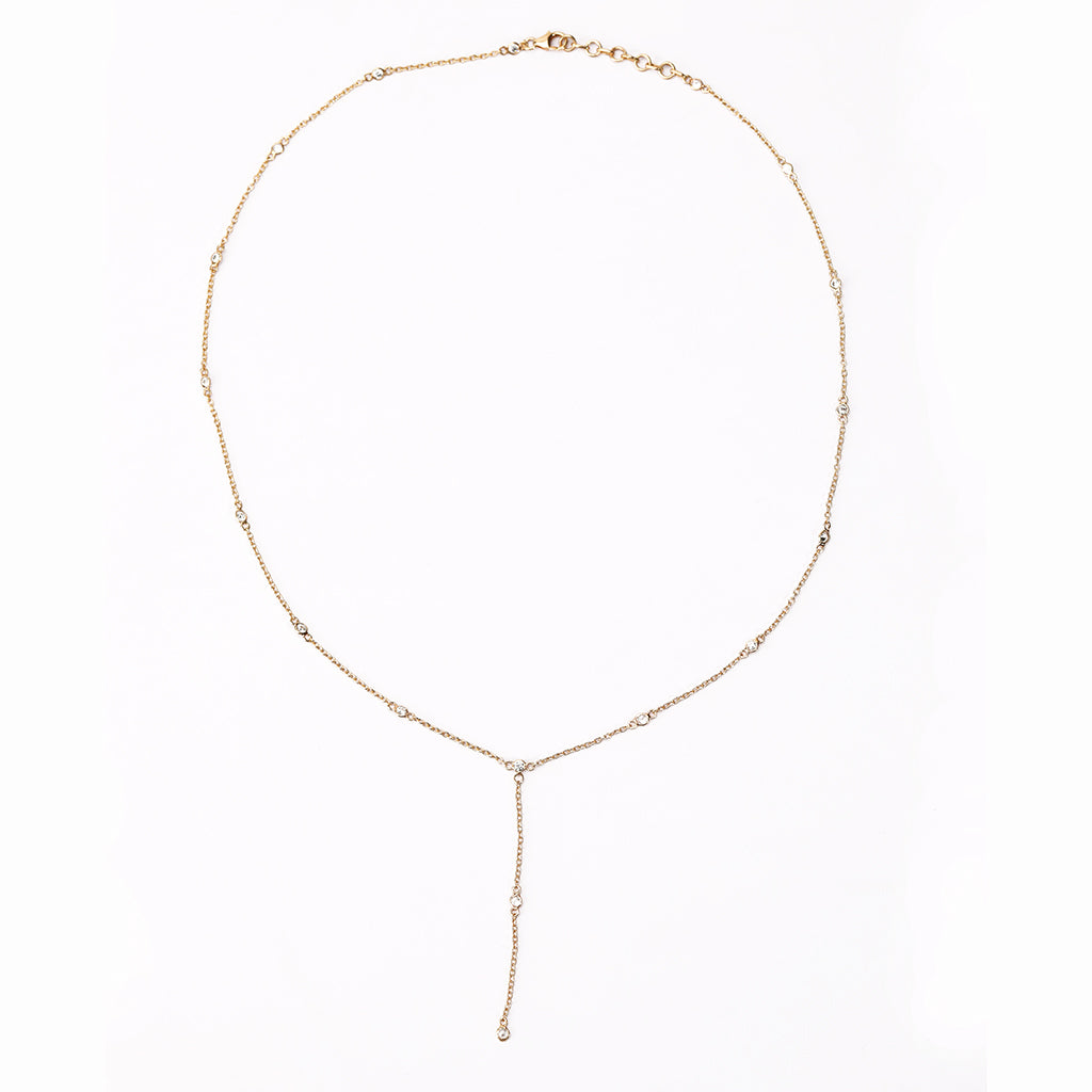 PETITE Y-NECKLACE WITH DIAMOND SPACERS