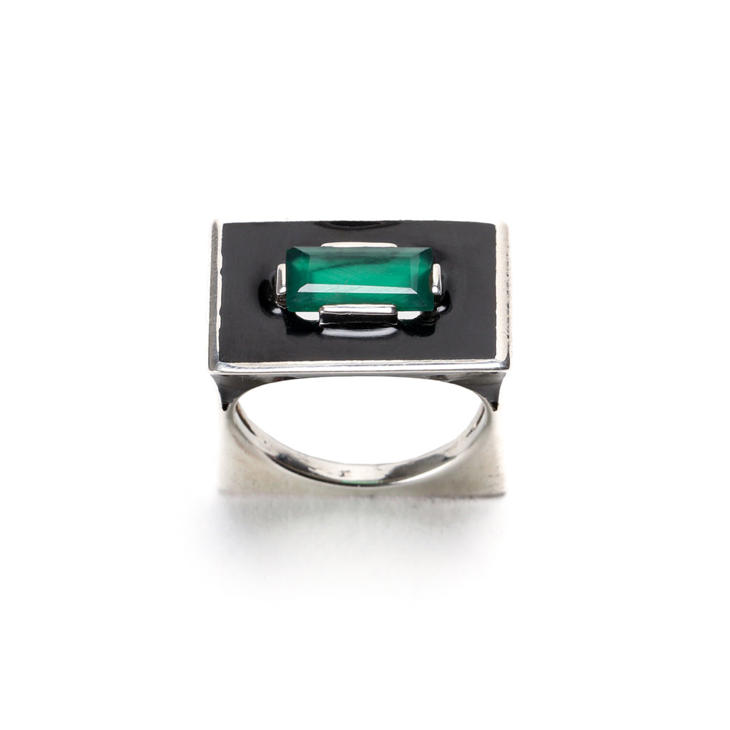 SLAB RING | SILVER (GREEN)