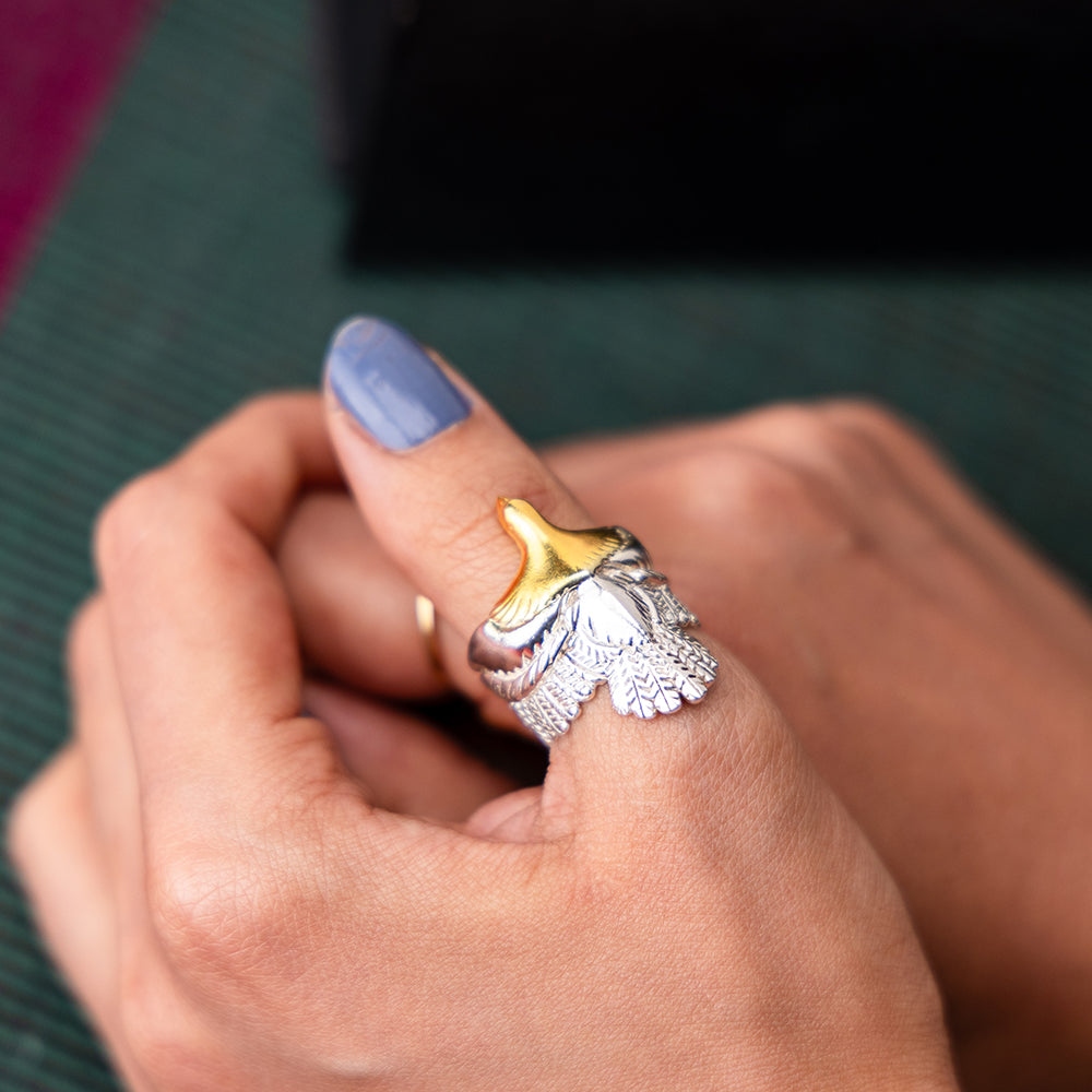 TWO TONE EAGLE RING