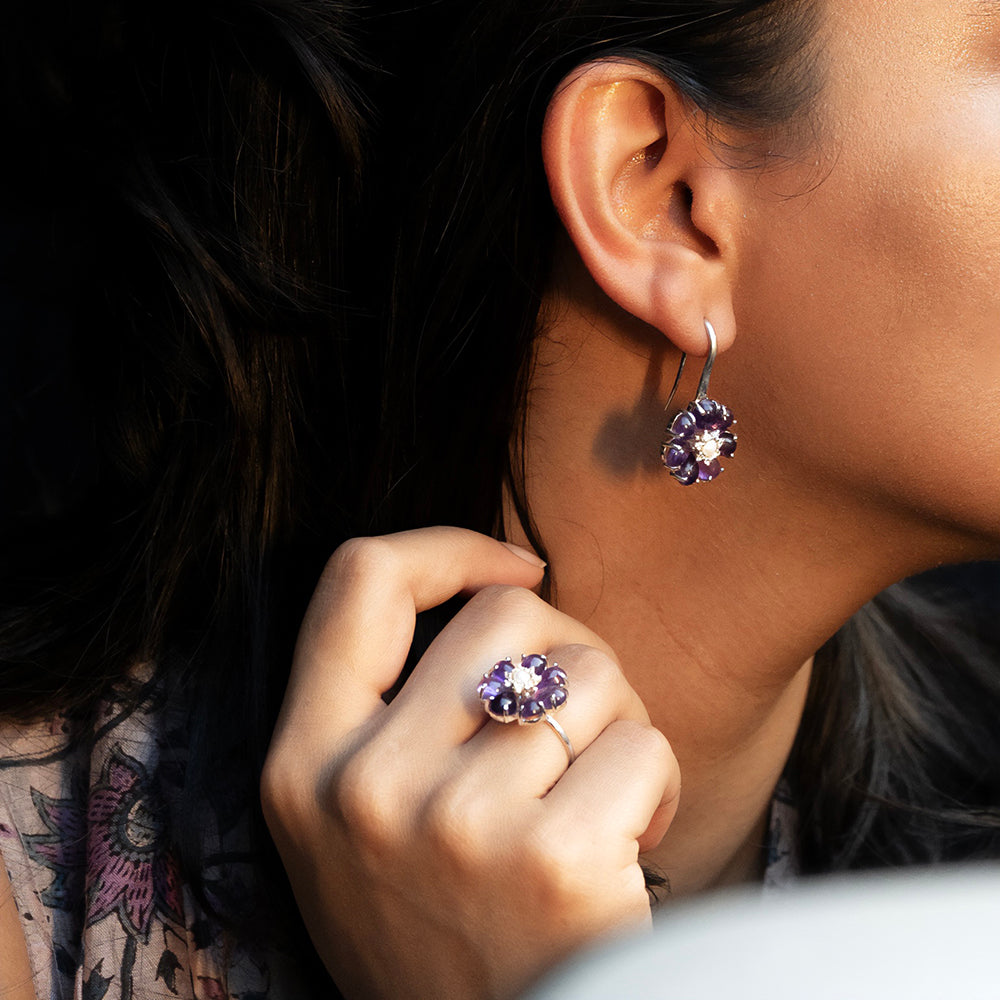 AMETHYST FLOWER EARRINGS